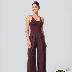 HALARA Purple Jumpsuit with Spaghetti Straps and Wide-Leg Design